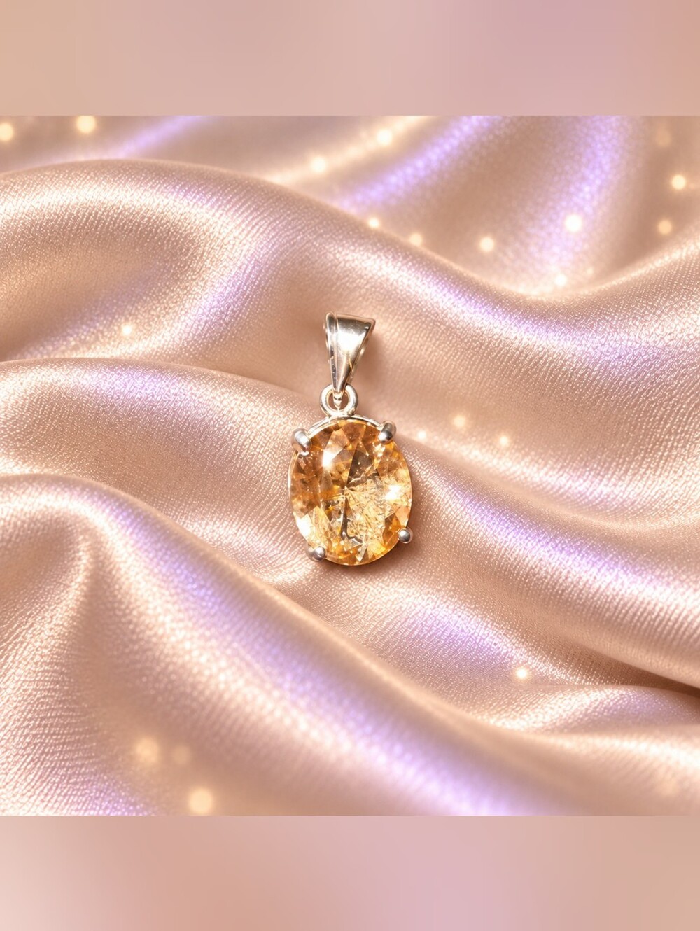 925 Sterling Silver Champagne Morganite Pendent